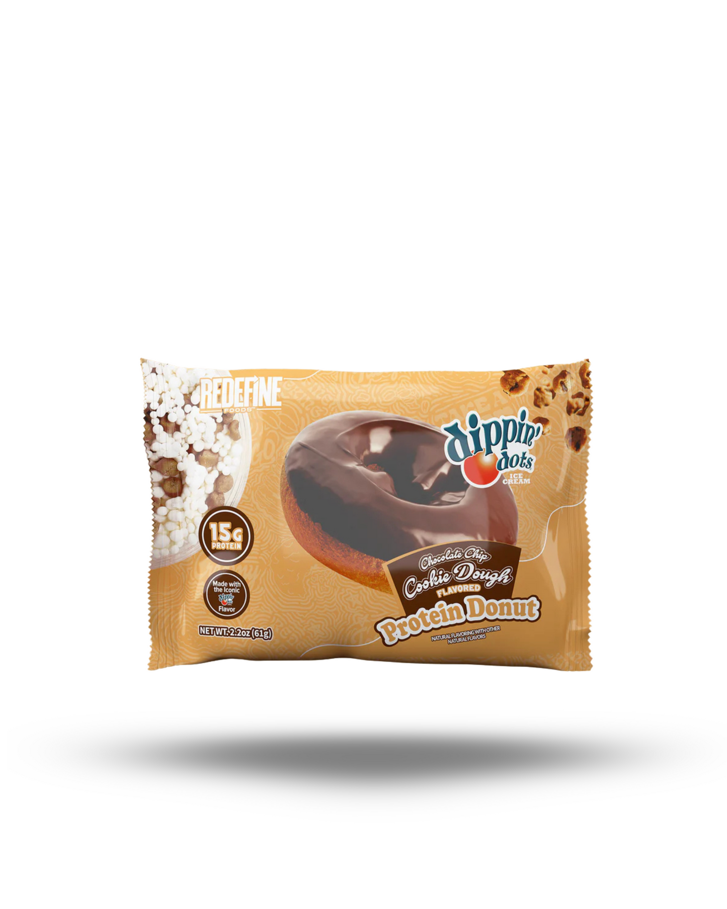REDEFINE DIPPIN DOTS ICE CREAM PROTEIN DONUT CHOCOLATE CHIP COOKIE DOUGH 2.2OZ.
