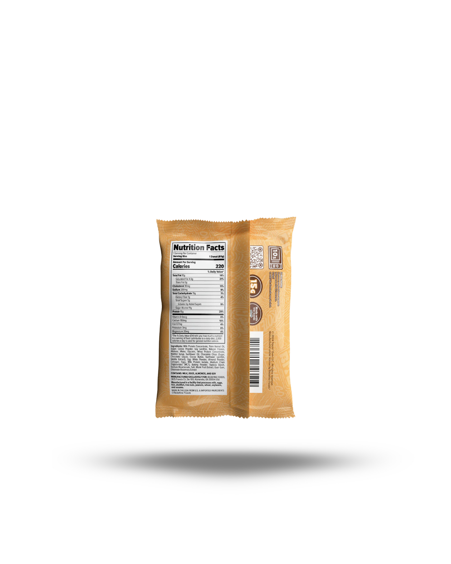 REDEFINE DIPPIN DOTS ICE CREAM PROTEIN DONUT CHOCOLATE CHIP COOKIE DOUGH 2.2OZ.