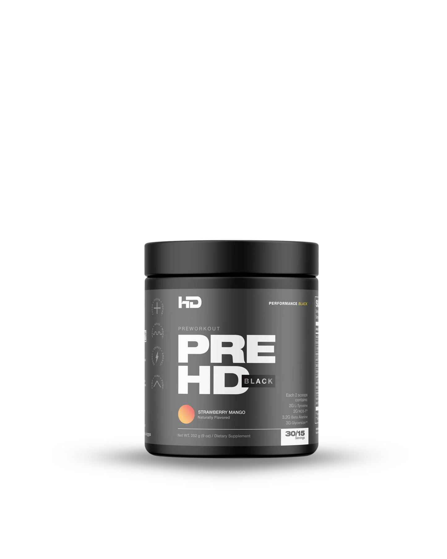 PRE WORKOUT PRE HD BLACK STRAWBERRY MANGO 252G, 9OZ.