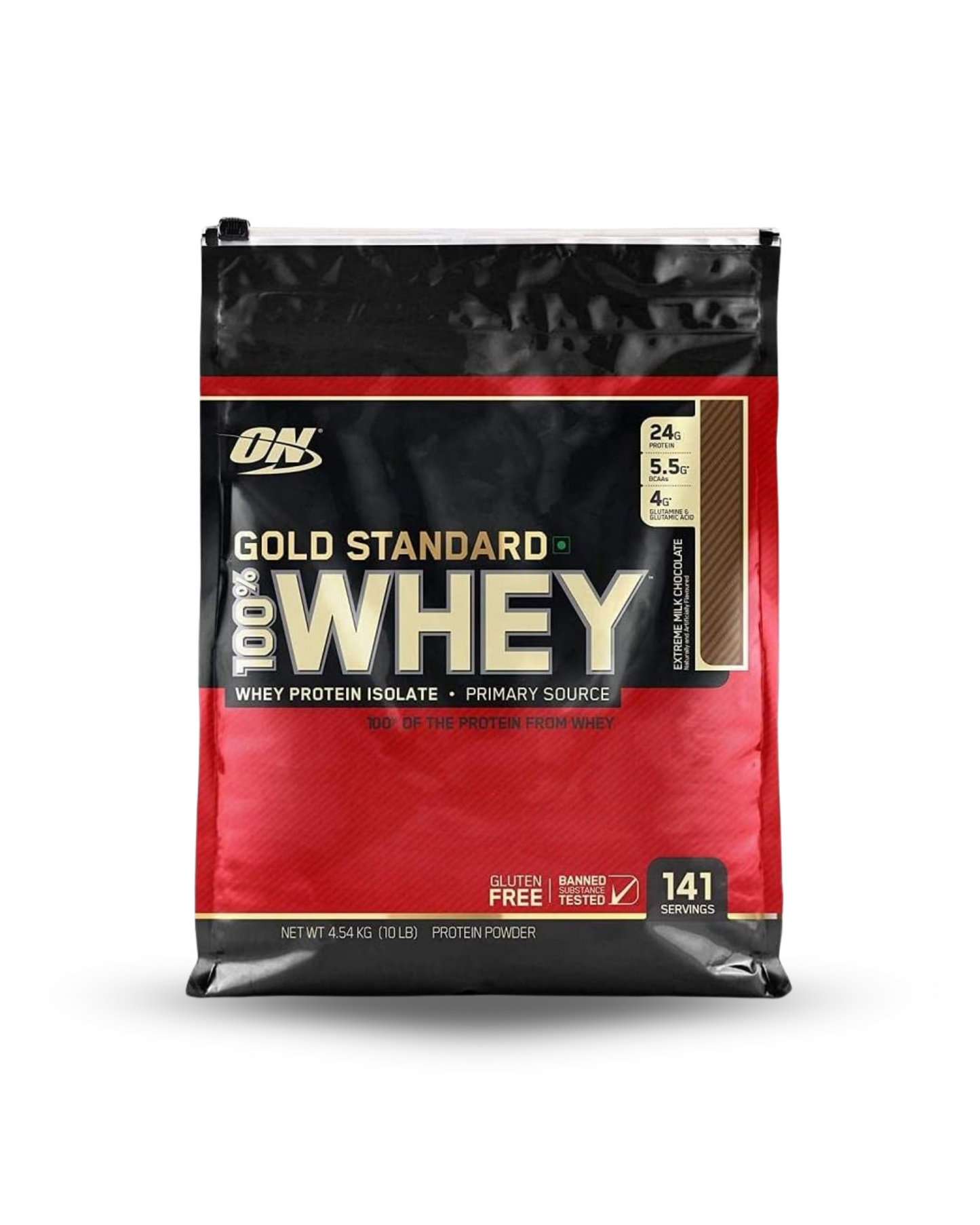 OPTIMUM NUTRITION GOLD STANDARD WHEY PROTEIN ISOLATE 141 SERVINGS EXTREME MILK CHOCOLATE 4.54KG 10LB