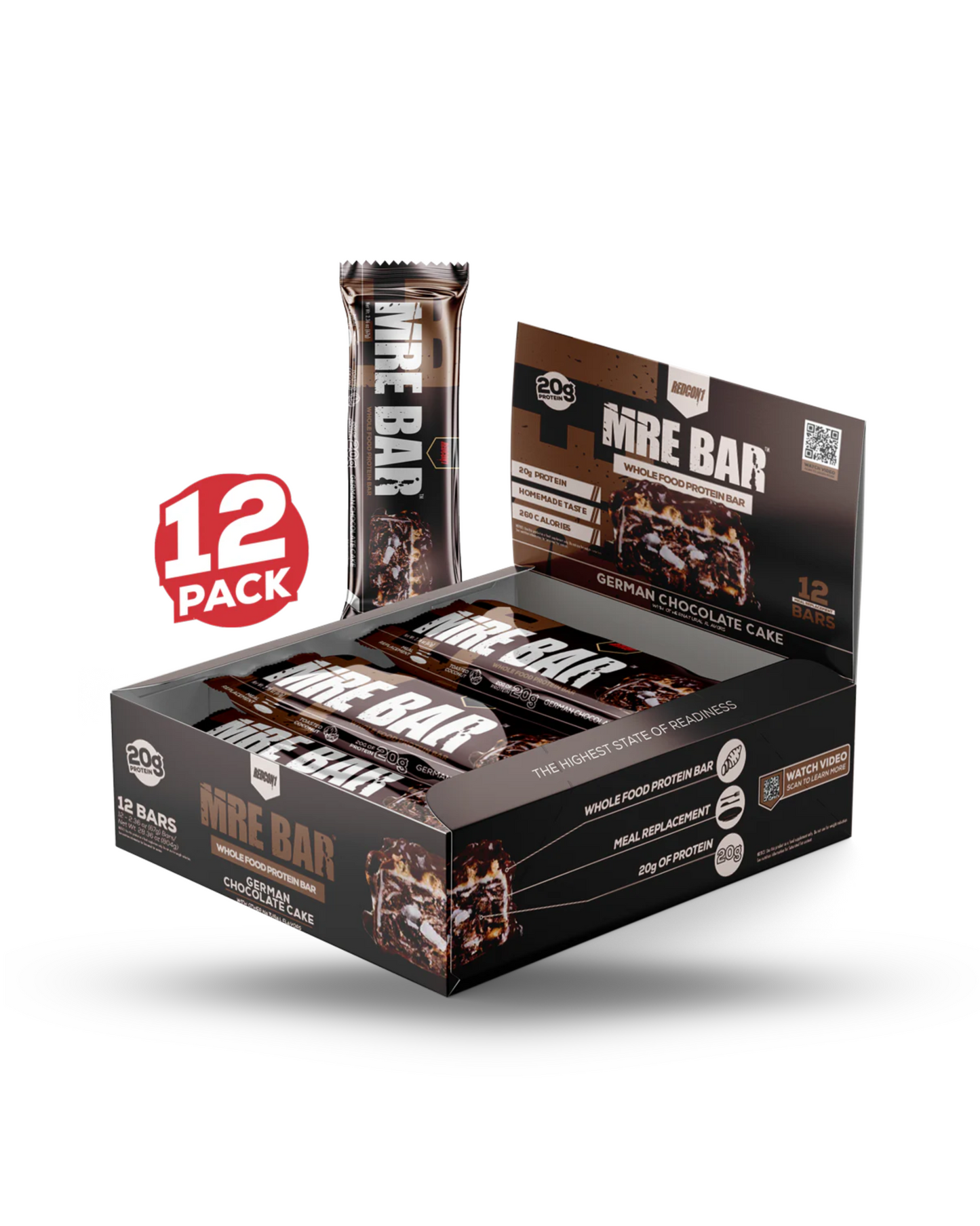 REDCON1 MRE BAR GERMAN CHOCOLATE CAKE 12 BARS 28.36OZ. 2.36OZ./BAR